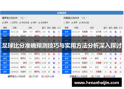 足球比分准确预测技巧与实用方法分析深入探讨